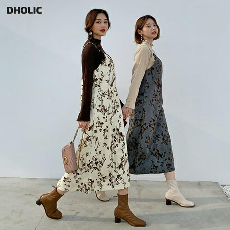 【特価】花柄ノースリワンピース・全3色・t61628 レディース【ops】【韓国 ファッション ワンピース ロング丈 ロングワンピース スリーブレス ノースリーブ キャミワンピース 花柄 Hライン シンプル カジュアル 大人 春 秋 冬】