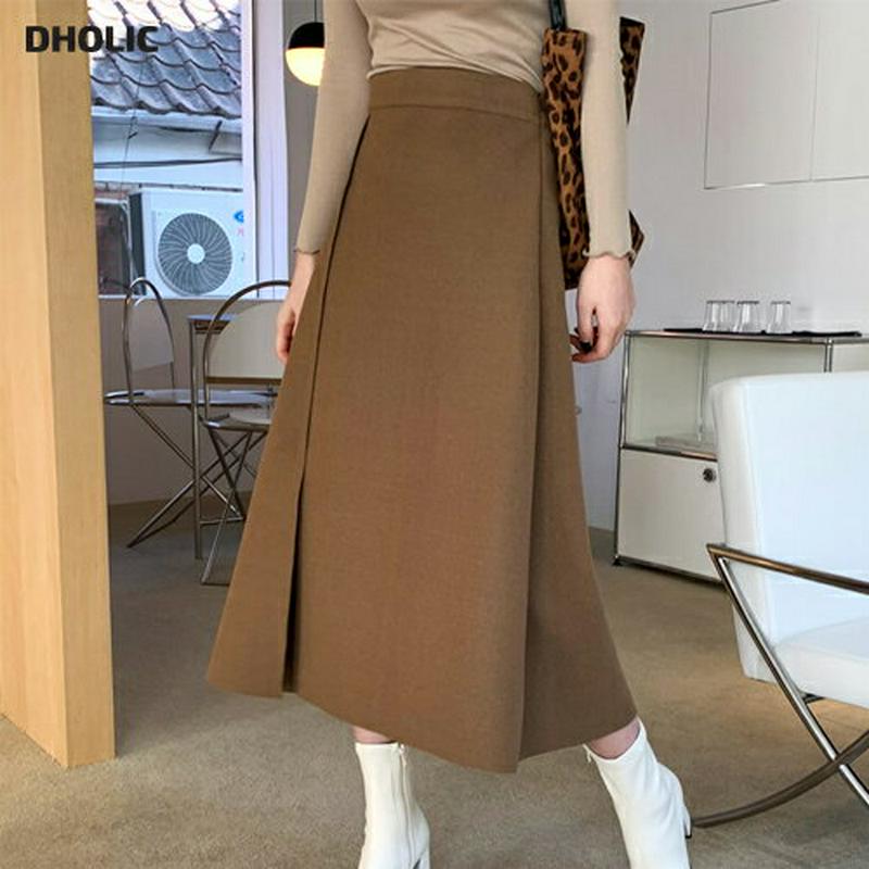 2TYPEウール混Aラインスカート・全4色・b64898 レディース【sk】【韓国 ファッション ボトムス スカート ロング丈 