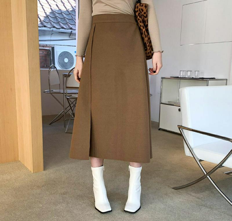2TYPEウール混Aラインスカート・全4色・b64898 レディース【sk】【韓国 ファッション ボトムス スカート ロング丈 