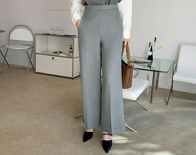 サイドジップハイウエストパンツ・全3色・t64893 レディース【pt】【韓国 ファッション ボトムス ズボン パンツ ロングパ