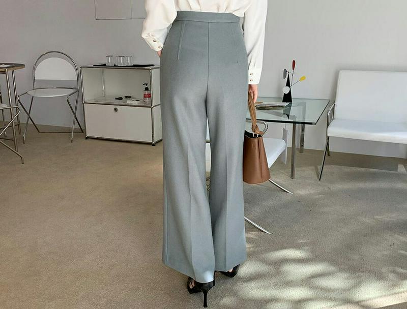 サイドジップハイウエストパンツ・全3色・t64893 レディース【pt】【韓国 ファッション ボトムス ズボン パンツ ロングパ