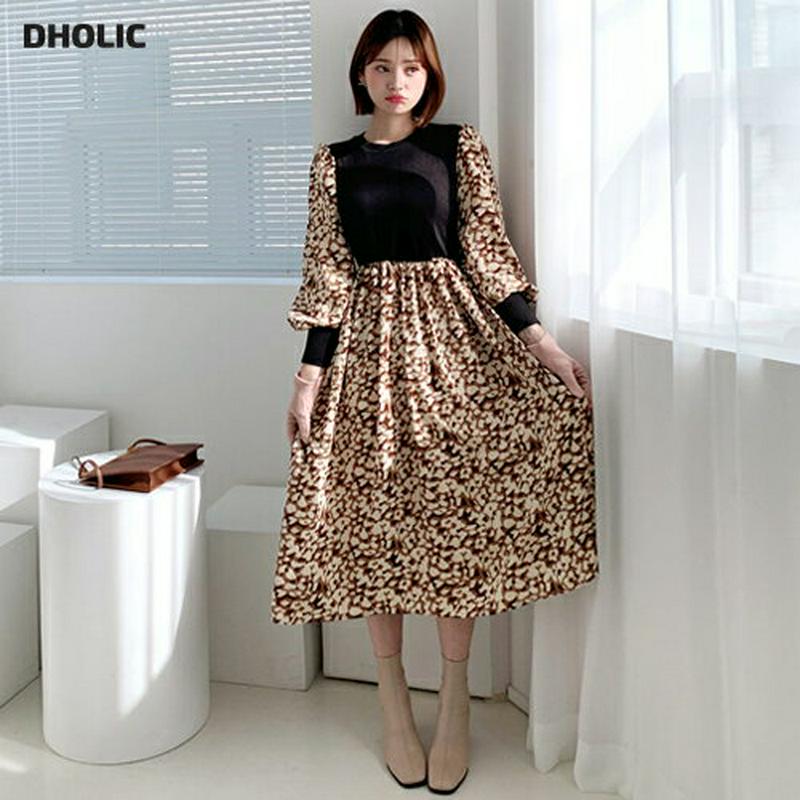 【新作10%OFF】パターンコントラストワンピース・全2色・b61650 レディース【ops】【韓国 ファッション ワンピース 