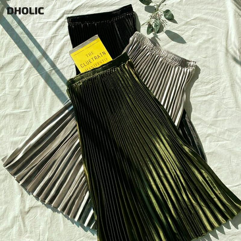 グロッシープリーツスカート・全3色・b61637 レディース【sk】【韓国 ファッション ボトムス スカート ロング丈 ロングスカート グロッシー 生地 光沢 プリーツ プリーツスカート ウエストゴム 楽ちん 揺れ感 フレア シンプル ゆったり 大人 秋 冬】