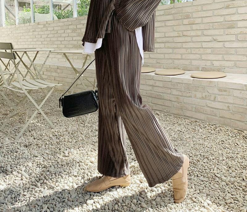 【新作10%OFF】ベロアプリーツパンツ・全2色・t61659 レディース【pt】【韓国 ファッション ボトムス ズボン パンツ