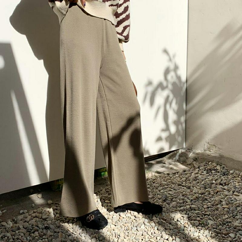 【新作10%OFF】ストレッチウエストニットパンツ・全4色・t61638 レディース【pt】【韓国 ファッション ボトムス ズボ