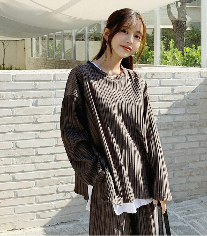 【新作10%OFF】ベロアスリットTシャツ・全2色・t61658 レディース【tops】【韓国 ファッション トップス Tシャツ