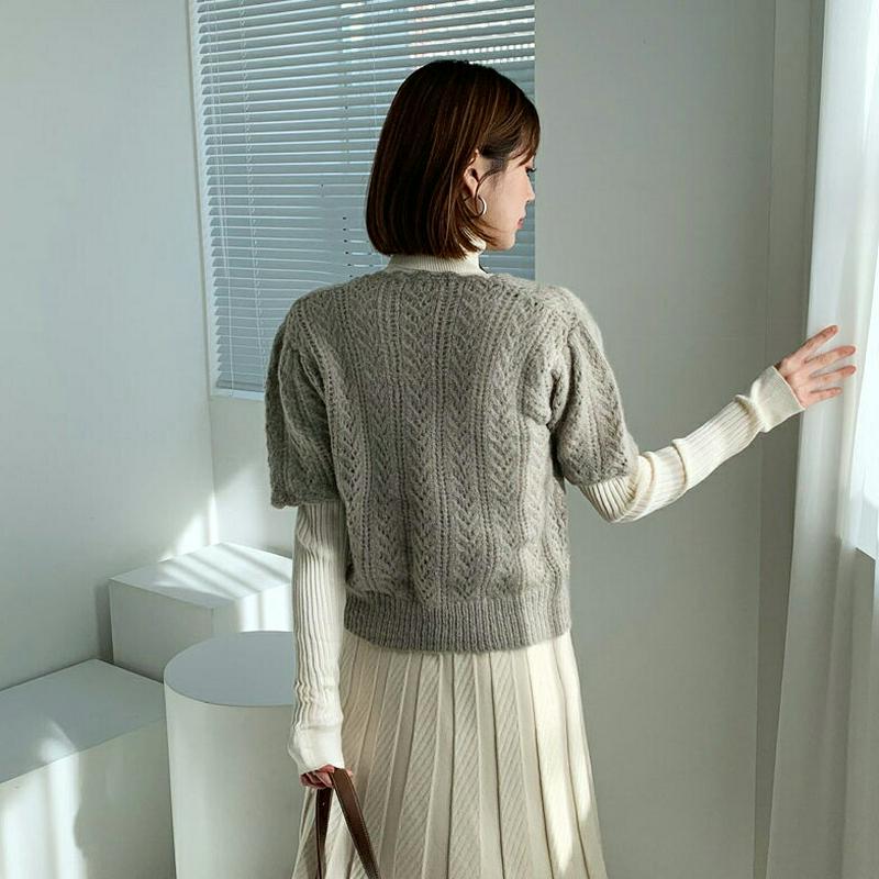【新作10%OFF】Vネックパンチングニット・全2色・t61662 レディース【tops】【韓国 ファッション トップス ニット