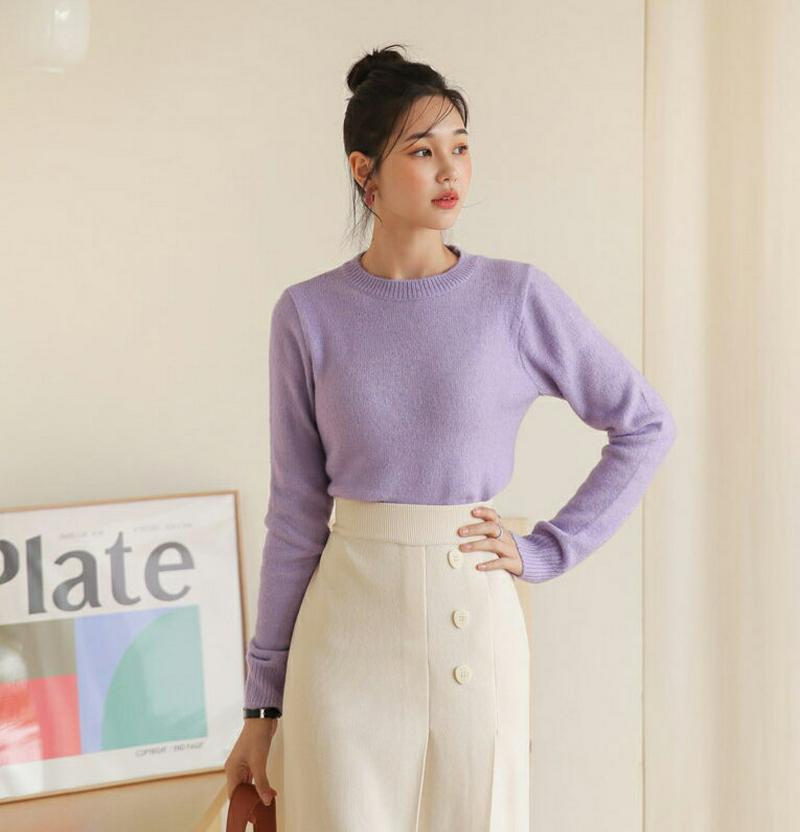 【新作10%OFF】ベーシックラウンドニット・全5色・t64407 レディース 【tops】【韓国 ファッション トップス ニッ