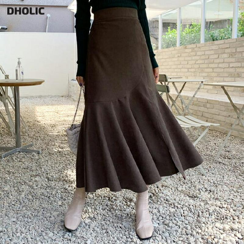 スリットマーメイドスカート・全3色・b61629 レディース【sk】【韓国 ファッション ボトムス スカート ロング丈 ロングスカート マーメイドスカート マーメイド バックゴム スリット シンプル 単色 無地 大人 フェミニン 上品 秋 冬】