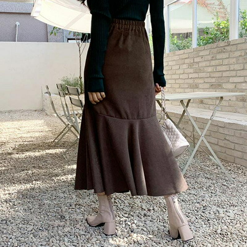 スリットマーメイドスカート・全3色・b61629 レディース【sk】【韓国 ファッション ボトムス スカート ロング丈 ロングスカート マーメイドスカート マーメイド バックゴム スリット シンプル 単色 無地 大人 フェミニン 上品 秋 冬】