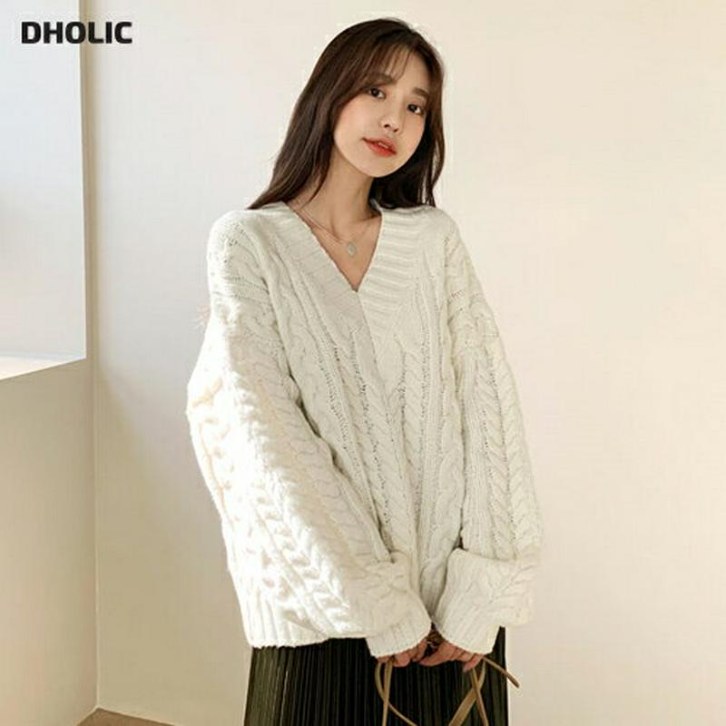 【新作10%OFF】Vネックツイストニット・全2色・b61636 レディース【tops】【韓国 ファッション トップス ニット 
