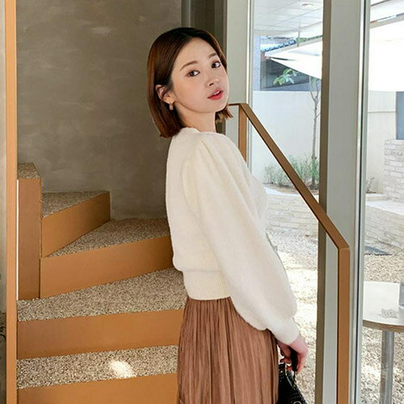 【新作10%OFF】ソフトパフニット・全3色・b61633 レディース【tops】【韓国 ファッション トップス ニット ニット