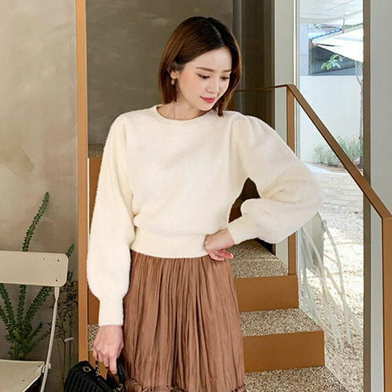 【新作10%OFF】ソフトパフニット・全3色・b61633 レディース【tops】【韓国 ファッション トップス ニット ニット