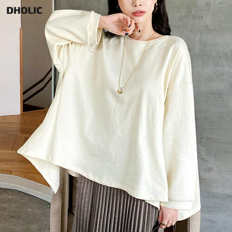 【新作10%OFF】ヘムポイントルーズTシャツ・全3色・t64917 レディース【tops】【韓国 ファッション トップス Tシ