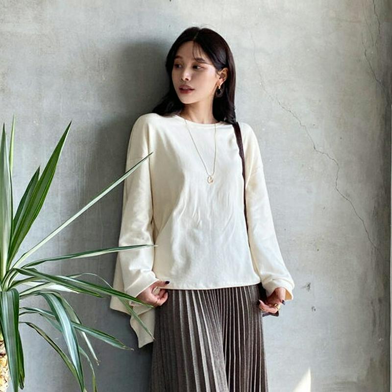 【新作10%OFF】ヘムポイントルーズTシャツ・全3色・t64917 レディース【tops】【韓国 ファッション トップス Tシ