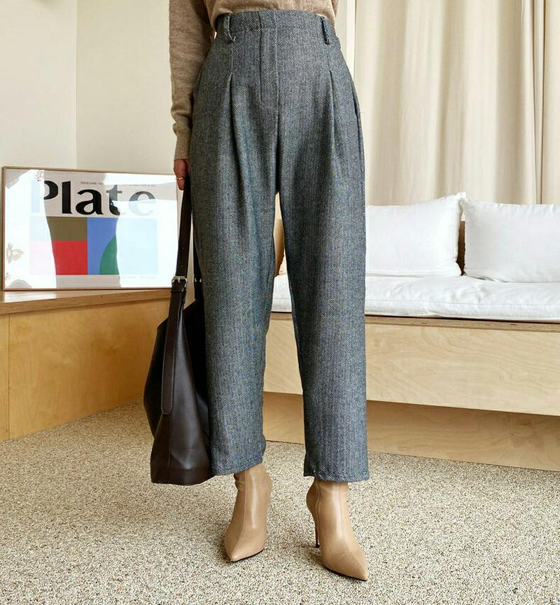 【新作10%OFF】ヘリンボーンタックパンツ・全2色・t64429 レディース 【pt】【韓国 ファッション ボトムス パンツ 