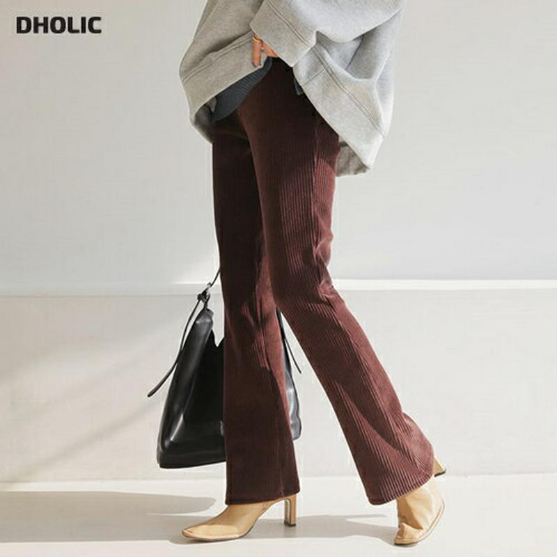 リブフレアパンツ・全4色・t64427 レディース 【pt】【 韓国ファッション ボトムス パンツ ロング ウエストゴム セミブーツカット スリム リブ リブパンツ フレアパンツ 単色 シンプル 細身 無地 カジュアル 秋 冬 春】【STYLE】233