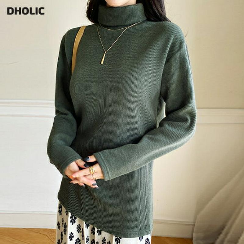 【新作10%OFF】リブタートルネックTシャツ・全4色・b64911 レディース【tops】【韓国 ファッション トップス Tシ