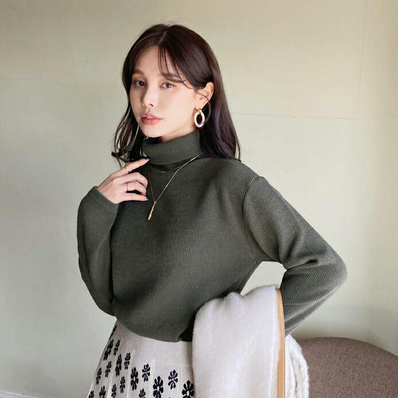 【新作10%OFF】リブタートルネックTシャツ・全4色・b64911 レディース【tops】【韓国 ファッション トップス Tシ
