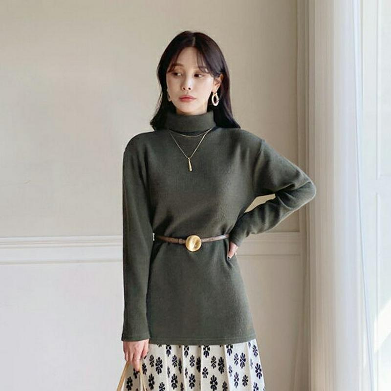 【新作10%OFF】リブタートルネックTシャツ・全4色・b64911 レディース【tops】【韓国 ファッション トップス Tシ
