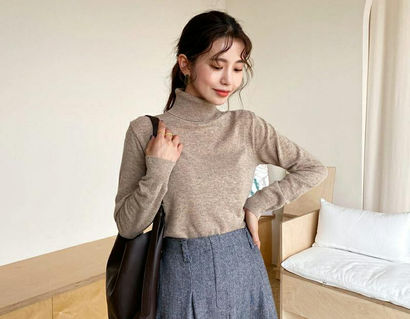 【新作10%OFF】カシミヤ混タートルネックニット・全5色・b64411 レディース 【tops】【韓国 ファッション トップス