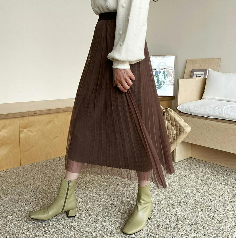 ≪人気商品再入荷≫ベロア&チュールリバーシブルスカート・全3色・b64426 レディース 【sk】【 韓国ファッション ボトムス スカート ロング ロングスカート フレア Aライン ウエストゴム プリーツ 2WAY ベロア ベルベット 光沢 カジュアル 秋 冬 春】【STYLE】