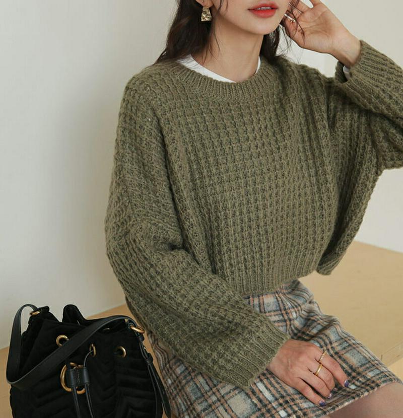 【新作10%OFF】ラウンドネックニット・全5色・b64408 レディース 【tops】【韓国 ファッション トップス ニット 