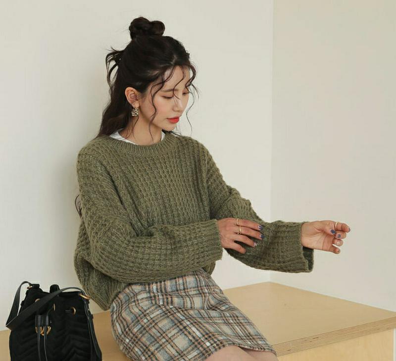 【新作10%OFF】ラウンドネックニット・全5色・b64408 レディース 【tops】【韓国 ファッション トップス ニット 