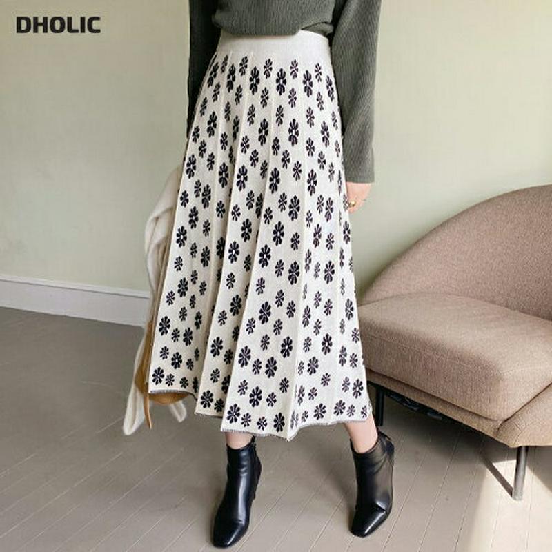 【新作10%OFF】フラワーニットスカート・全2色・b64935 レディース【sk】【韓国 ファッション ボトムス スカート ロ