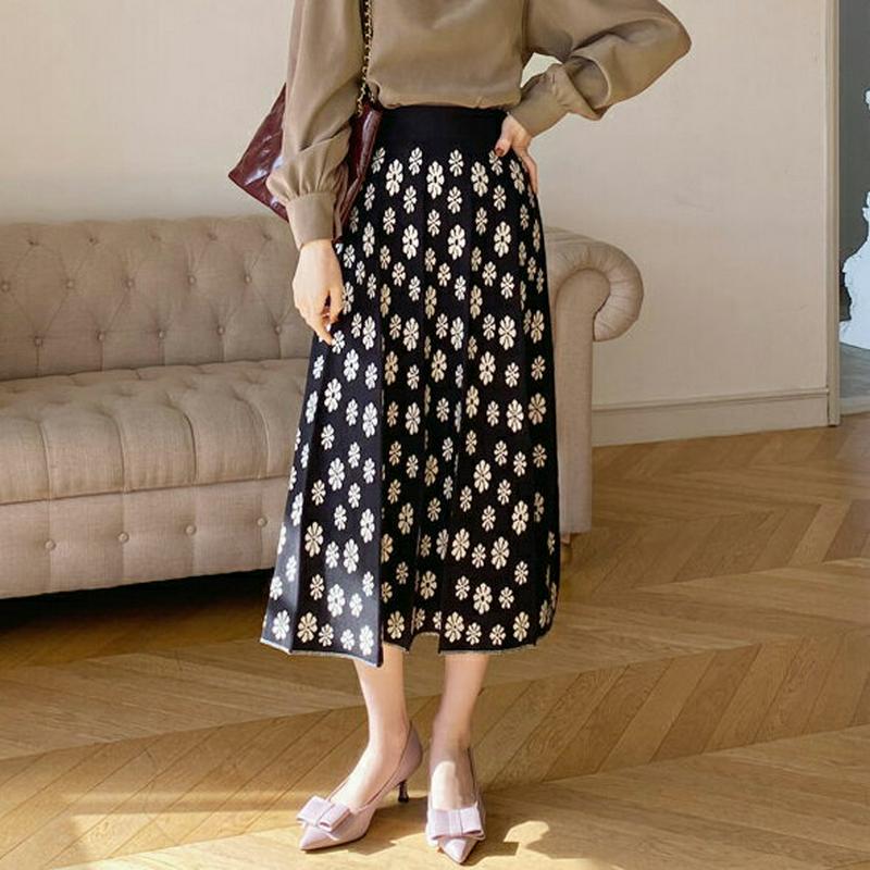 【新作10%OFF】フラワーニットスカート・全2色・b64935 レディース【sk】【韓国 ファッション ボトムス スカート ロ