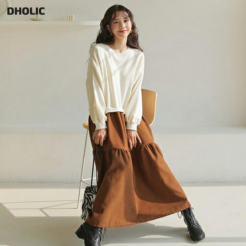 【新作10%OFF】裏起毛コントラストティアードワンピース・全3色・b64419 レディース 【ops】【韓国 ファッション ワ