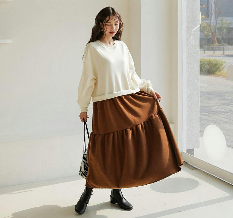 【新作10%OFF】裏起毛コントラストティアードワンピース・全3色・b64419 レディース 【ops】【韓国 ファッション ワ