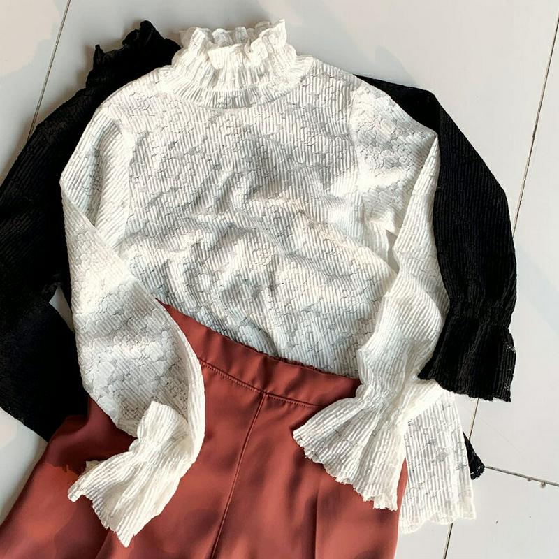 【新作10%OFF】シアーレースブラウス・全2色・t64964 レディース【bl】【トップス ブラウス 長袖 レース 総レース 