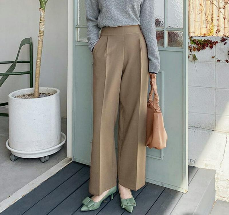 【新作10%OFF】ストレートパンツ・全2色・b64940 レディース【pt】【韓国 ファッション ボトムス ズボン パンツ ロ