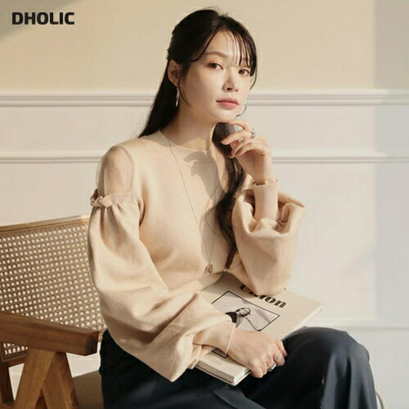 【新作10%OFF】シアーショルダーパフニット・全5色・b64956 レディース【tops】【トップス ニット ニットトップス 