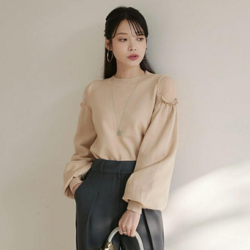 【新作10%OFF】シアーショルダーパフニット・全5色・b64956 レディース【tops】【トップス ニット ニットトップス 