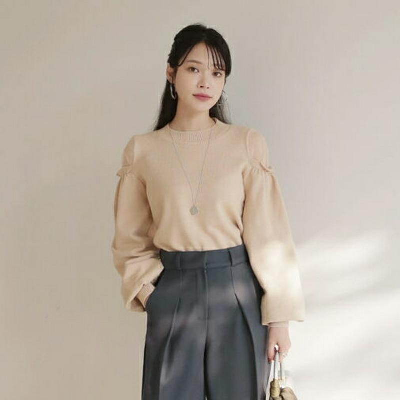 【新作10%OFF】シアーショルダーパフニット・全5色・b64956 レディース【tops】【トップス ニット ニットトップス 