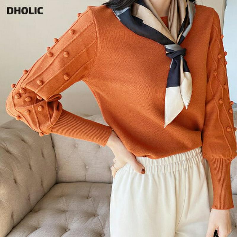 【新作10%OFF】ポンポンパフニット・全4色・b64925 レディース【tops】【韓国 ファッション トップス ニット ニッ