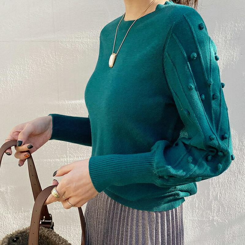 【新作10%OFF】ポンポンパフニット・全4色・b64925 レディース【tops】【韓国 ファッション トップス ニット ニッ