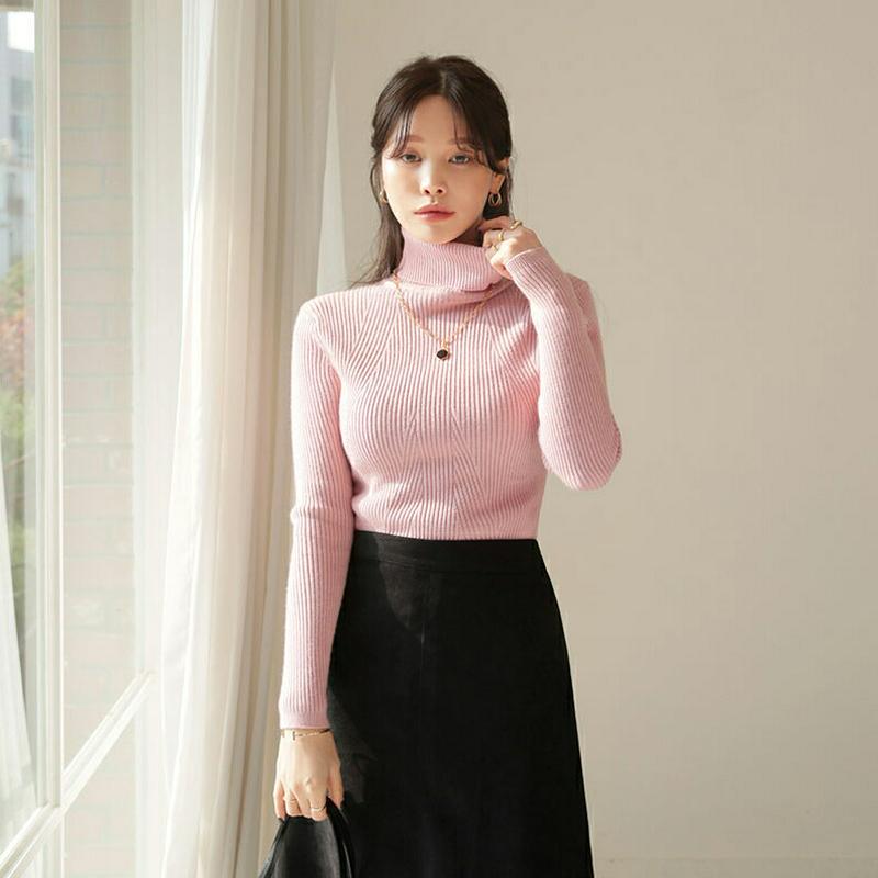 【新作10%OFF】リブスリムタートルネックTシャツ・全5色・b64959 レディース【tops】【トップス ニット ニットトッ