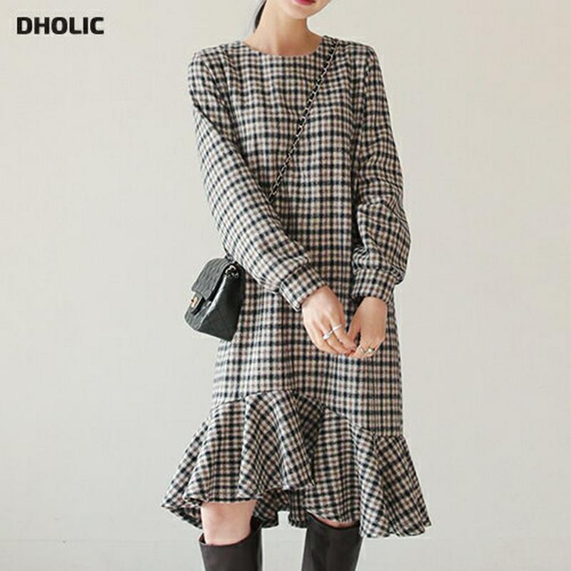 【新作10%OFF】チェックフレアヘムワンピース・全2色・t64970 レディース【ops】【ワンピース ミディ丈 ミディワンピ