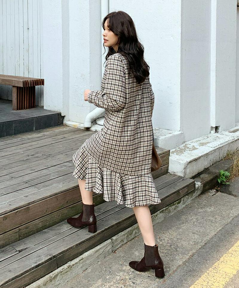 【新作10%OFF】チェックフレアヘムワンピース・全2色・t64970 レディース【ops】【ワンピース ミディ丈 ミディワンピ