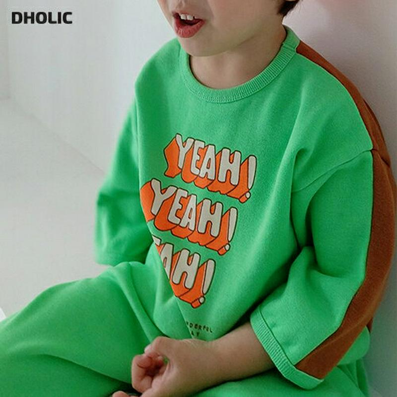 【只今30%OFF】裏起毛YEAH!ロゴTシャツ・u08303 キッズ【3~8才】【tops】【トップス Tシャツ 長袖 ロゴ ロゴトップス ロゴT 裏起毛 カジュアル ラフ 女の子 男の子 冬 韓国 韓国子供服 子供 こども 子供服 こども服】【KIDS】