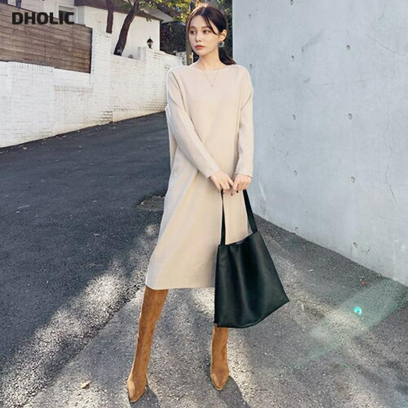 ボートネックニットワンピース・全4色・b64883 レディース【ops】【韓国 ファッション ワンピース ロングワンピース ボー