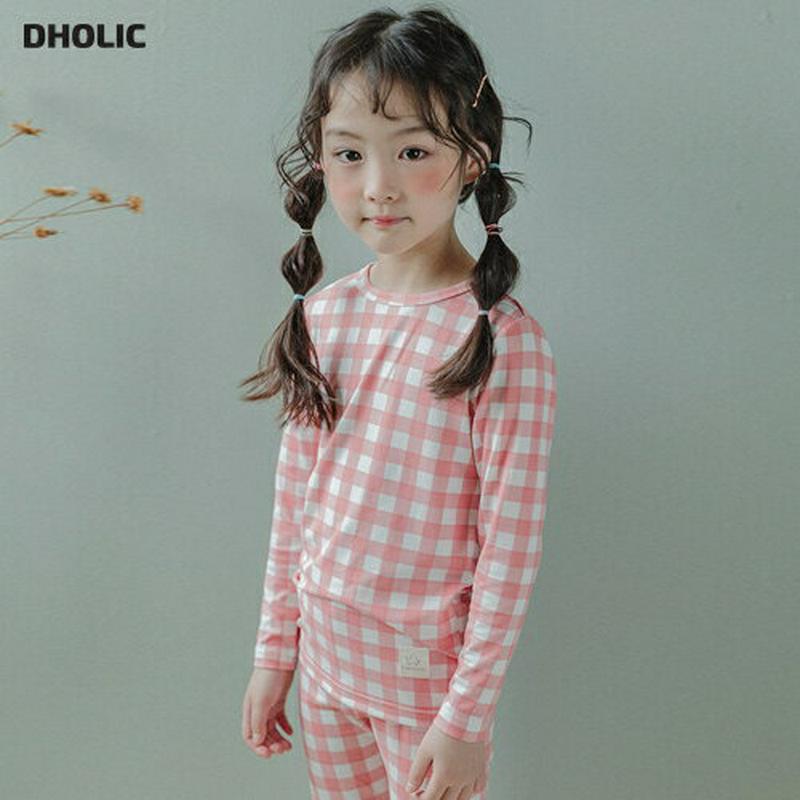 【キッズ20%OFF】裏起毛チェックパジャマSET(ピンク)・p008246 キッズ【3~8才】【uw】【パジャマ ルームウェア