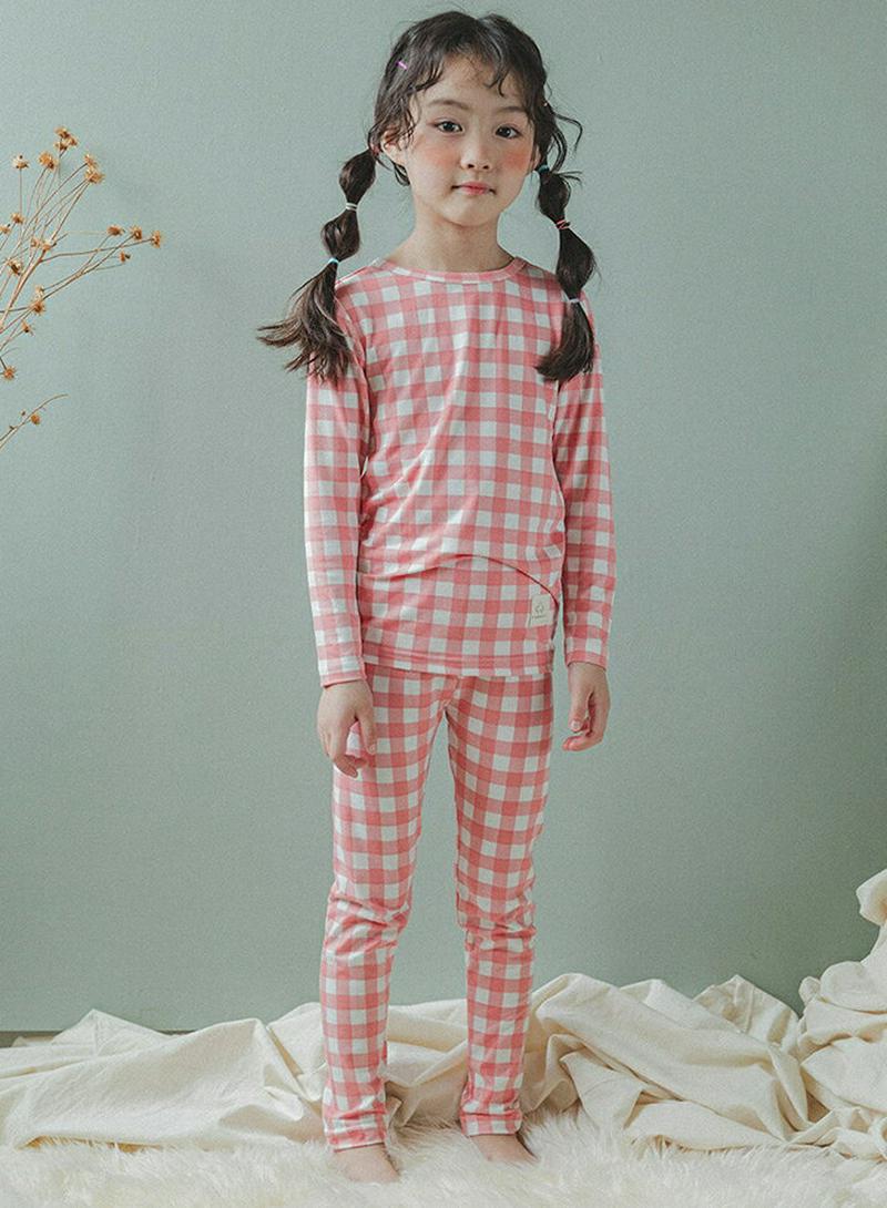 【キッズ20%OFF】裏起毛チェックパジャマSET(ピンク)・p008246 キッズ【3~8才】【uw】【パジャマ ルームウェア