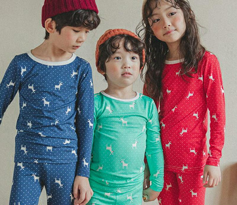 アニマルパジャマSET(グリーン)・p008223 キッズ【3~8才】【uw】【パジャマ ルームウェア 部屋着 トップス パンツ 長袖 アニマル柄 動物 カジュアル 女の子 男の子 韓国 韓国子供服 子供 こども 子供服 こども服】【KIDS】