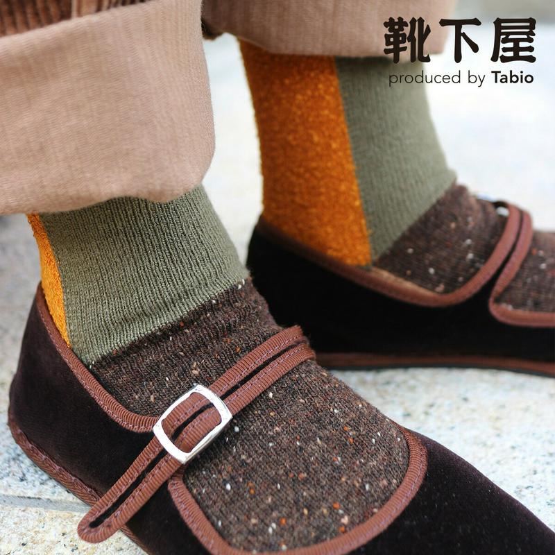 【あす楽】30％OFF【靴下屋】 異素材ブロックソックス / 靴下 タビオ Tabio くつ下 クルー レディース 日本製 2101sl