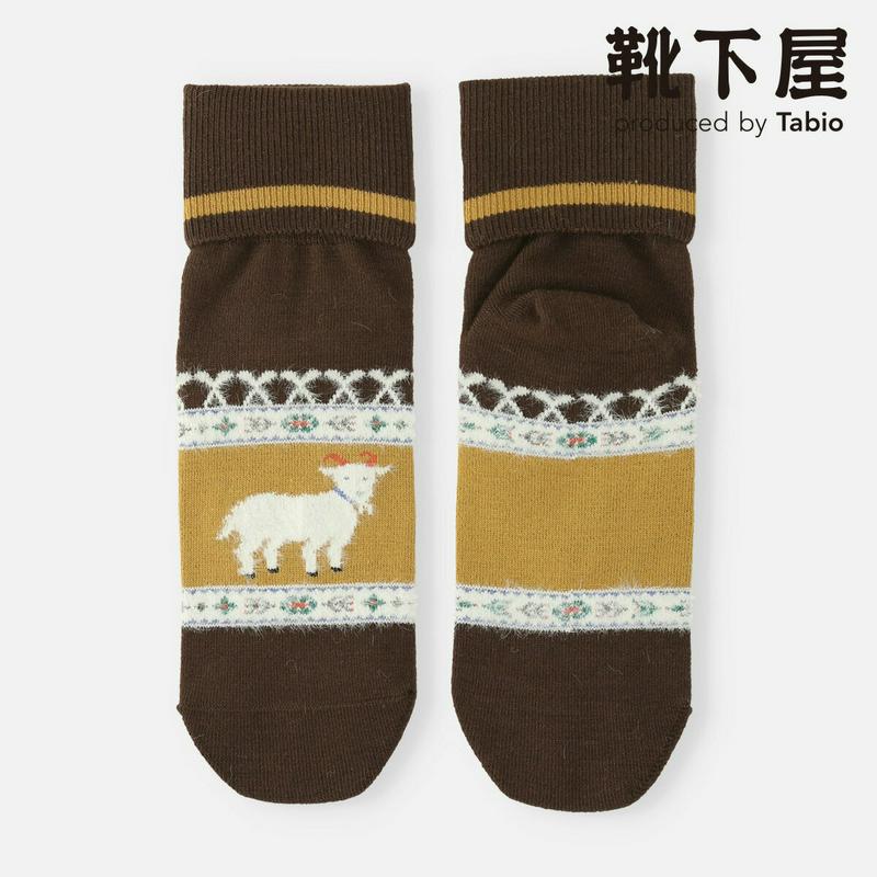 【全品送料無料★〜12/26 23:59迄】【あす楽】【靴下屋】 ヤギ飼い柄折り返しショートソックス / 靴下 タビオ Tabio くつ下 ショート レディース 日本製 2012ka