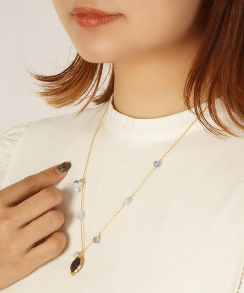 【顔周りを華やかに】K14GF アメジスト×ブルーレースネックレス